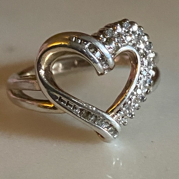 Jewelry - Diamond heart shaped solid 925 sterling ring